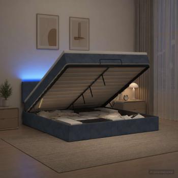 ARDEBO.de - Ottoman-Bett mit Matratze und LED Dunkelgrau 180 x 200 cm Samt