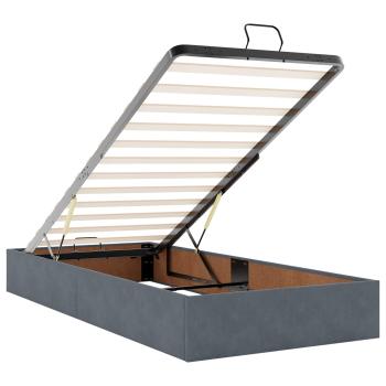Ottoman-Bett mit Matratze und LED Dunkelgrau 90 x 190 cm Samt