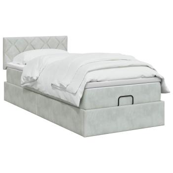 Ottoman-Bett mit Matratze und LED Hellgrau 90 x 200 cm Samt