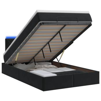 Ottoman-Bett mit Matratze und LED Schwarz 120 x 190 cm Samt