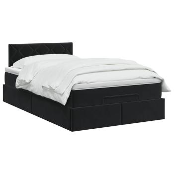 Ottoman-Bett mit Matratze und LED Schwarz 120 x 200 cm Samt