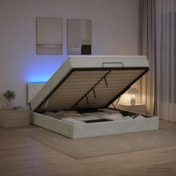 Ottoman-Bett mit Matratze und LED Hellgrau 140 x 190 cm Samt