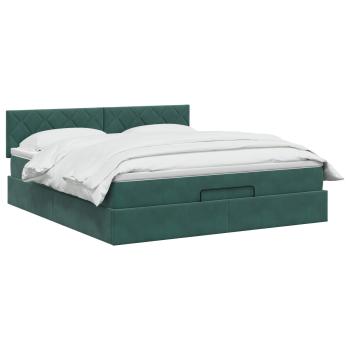 Ottoman-Bett mit Matratze und LED Dunkelgrün 140 x 190 cm Samt