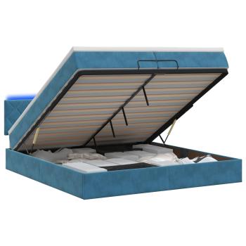 Ottoman-Bett mit Matratze und LED Dunkelblau 200 x 200 cm Samt