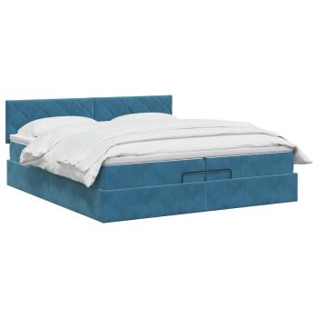 Ottoman-Bett mit Matratze und LED Dunkelblau 200 x 200 cm Samt