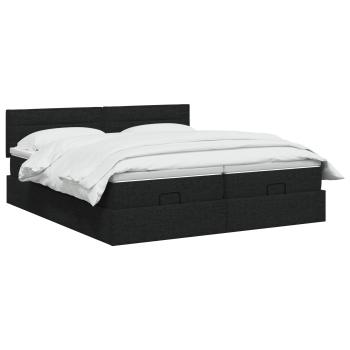 Ottoman-Bett mit Matratze und LED Schwarz 180 x 200 cm Stoff