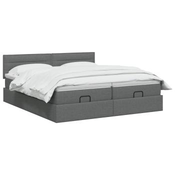 Ottoman-Bett mit Matratze und LED Dunkelgrau 200 x 200 cm Stoff