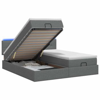 Ottoman-Bett mit Matratze und LED Dunkelgrau 160 x 200 cm Stoff