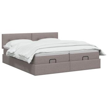 Ottoman-Bett mit Matratze und LED Taupe 160 x 200 cm Stoff