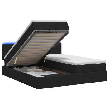 Ottoman-Bett mit Matratze und LED Schwarz 180 x 200 cm Stoff