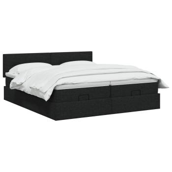Ottoman-Bett mit Matratze und LED Schwarz 180 x 200 cm Stoff