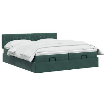 Ottoman-Bett mit Matratze und LED Dunkelgrün 200 x 200 cm Samt