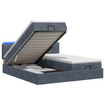 Ottoman-Bett mit Matratze und LED Dunkelgrau 180 x 200 cm Samt