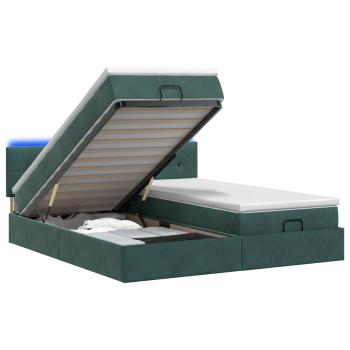 Ottoman-Bett mit Matratze und LED Dunkelgrün 200 x 200 cm Samt