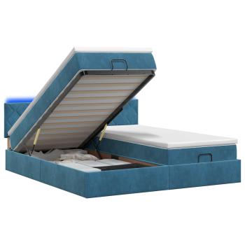 Ottoman-Bett mit Matratze und LED Dunkelblau 200 x 200 cm Samt