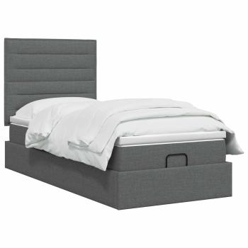 Ottoman Bett mit Matratze Dunkelgrau 100 x 200 cm Stoff