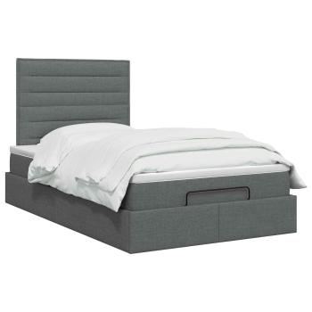 Ottoman Bett mit Matratze Dunkelgrau 120 x 190 cm Stoff