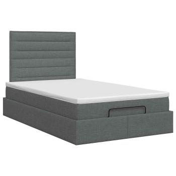 Ottoman Bett mit Matratze Dunkelgrau 120 x 190 cm Stoff