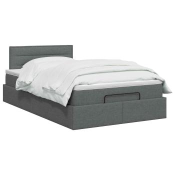 Ottoman Bett mit Matratze Dunkelgrau 120 x 200 cm Stoff