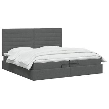 Ottoman Bett mit Matratze Dunkelgrau 200 x 200 cm Stoff