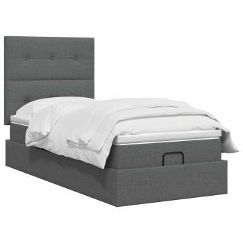 Ottoman Bett mit Matratze Dunkelgrau 80 x 200 cm Stoff