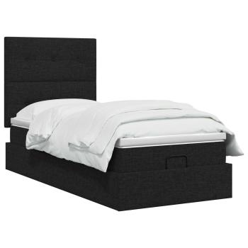 Ottoman Bett mit Matratze Schwarz 90 x 200 cm Stoff