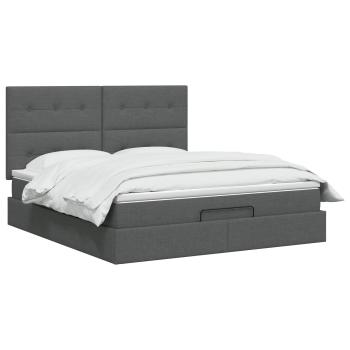 Ottoman Bett mit Matratze Dunkelgrau 140 x 190 cm Stoff