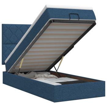 ARDEBO.de - Ottoman Bett mit Matratze mit Kopfteil Blau 100 x 200 cm Stoff