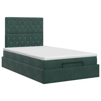 Ottoman Bett mit Matratze Dunkelgrün 120 x 190 cm Samt