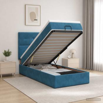 ARDEBO.de - Ottoman Bett mit Matratze Dunkelblau 80 x 200 cm Samt