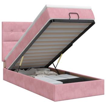 Ottoman Bett mit Matratze mit Kopfteil Rosa 90 x 200 cm Samt
