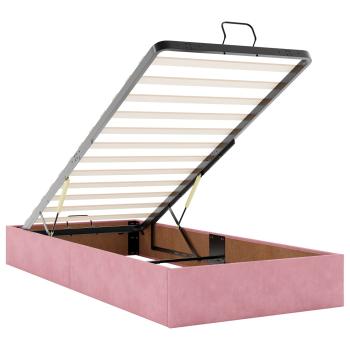 Ottoman Bett mit Matratze mit Kopfteil Rosa 90 x 200 cm Samt