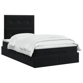 Ottoman Bett mit Matratze Schwarz 120 x 190 cm Samt
