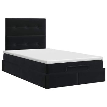 Ottoman Bett mit Matratze Schwarz 120 x 190 cm Samt