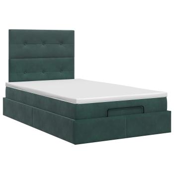 Ottoman Bett mit Matratze Dunkelgrün 120 x 190 cm Samt
