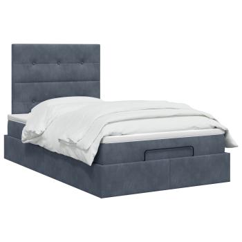 Ottoman Bett mit Matratze Dunkelgrau 120 x 200 cm Samt