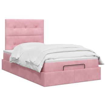 Ottoman Bett mit Matratze Rosa 120 x 200 cm Samt
