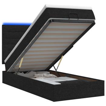 Ottoman-Bett mit Matratze und LED Schwarz 90 x 190 cm Stoff