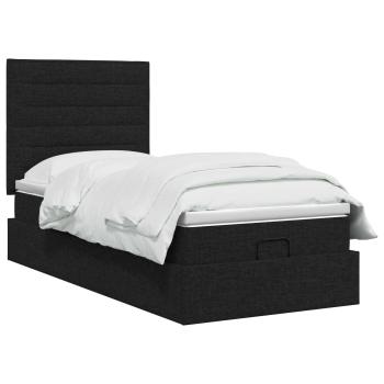 Ottoman-Bett mit Matratze und LED Schwarz 90 x 190 cm Stoff
