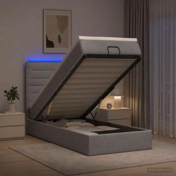 Ottoman-Bett mit Matratze und LED Hellgrau 100 x 200 cm Stoff