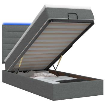 Ottoman-Bett mit Matratze und LED Dunkelgrau 100 x 200 cm Stoff