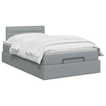 Ottoman-Bett mit Matratze und LED Hellgrau 120 x 190 cm Stoff