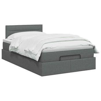 Ottoman-Bett mit Matratze und LED Dunkelgrau 120 x 190 cm Stoff