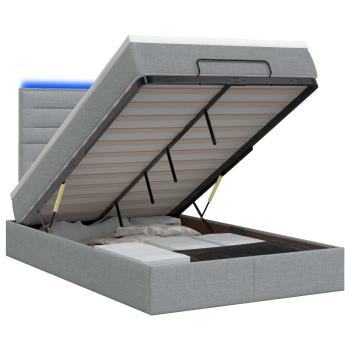 Ottoman-Bett mit Matratze und LED Hellgrau 120 x 200 cm Stoff