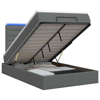 Ottoman-Bett mit Matratze und LED Dunkelgrau 120 x 200 cm Stoff