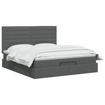 Ottoman-Bett mit Matratze und LED Dunkelgrau 140 x 190 cm Stoff