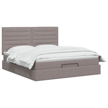 Ottoman-Bett mit Matratze und LED Taupe 140 x 190 cm Stoff