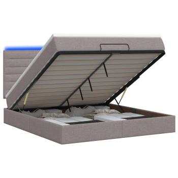 Ottoman-Bett mit Matratze und LED Taupe 140 x 200 cm Stoff