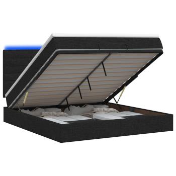 Ottoman-Bett mit Matratze und LED Schwarz 180 x 200 cm Stoff