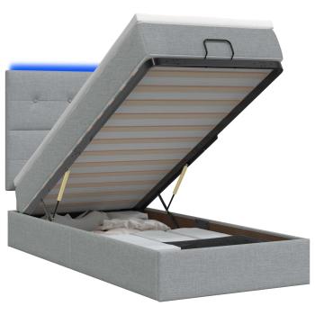 Ottoman-Bett mit Matratze und LED Hellgrau 80 x 200 cm Stoff